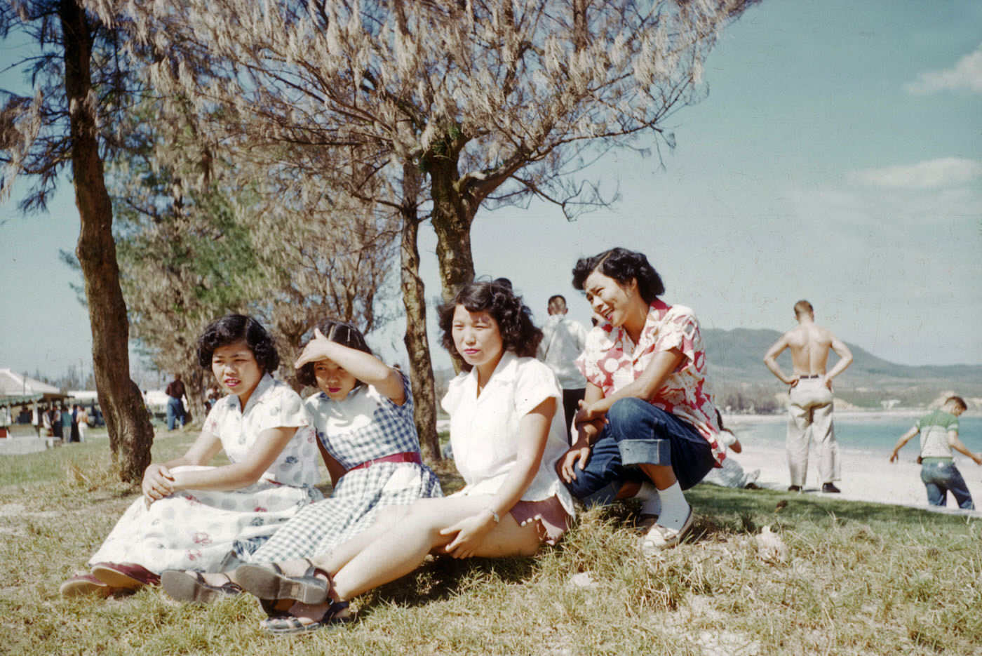 Fumiko, Eureko, Hideko, and Kazuko at Ishikawa, 1954