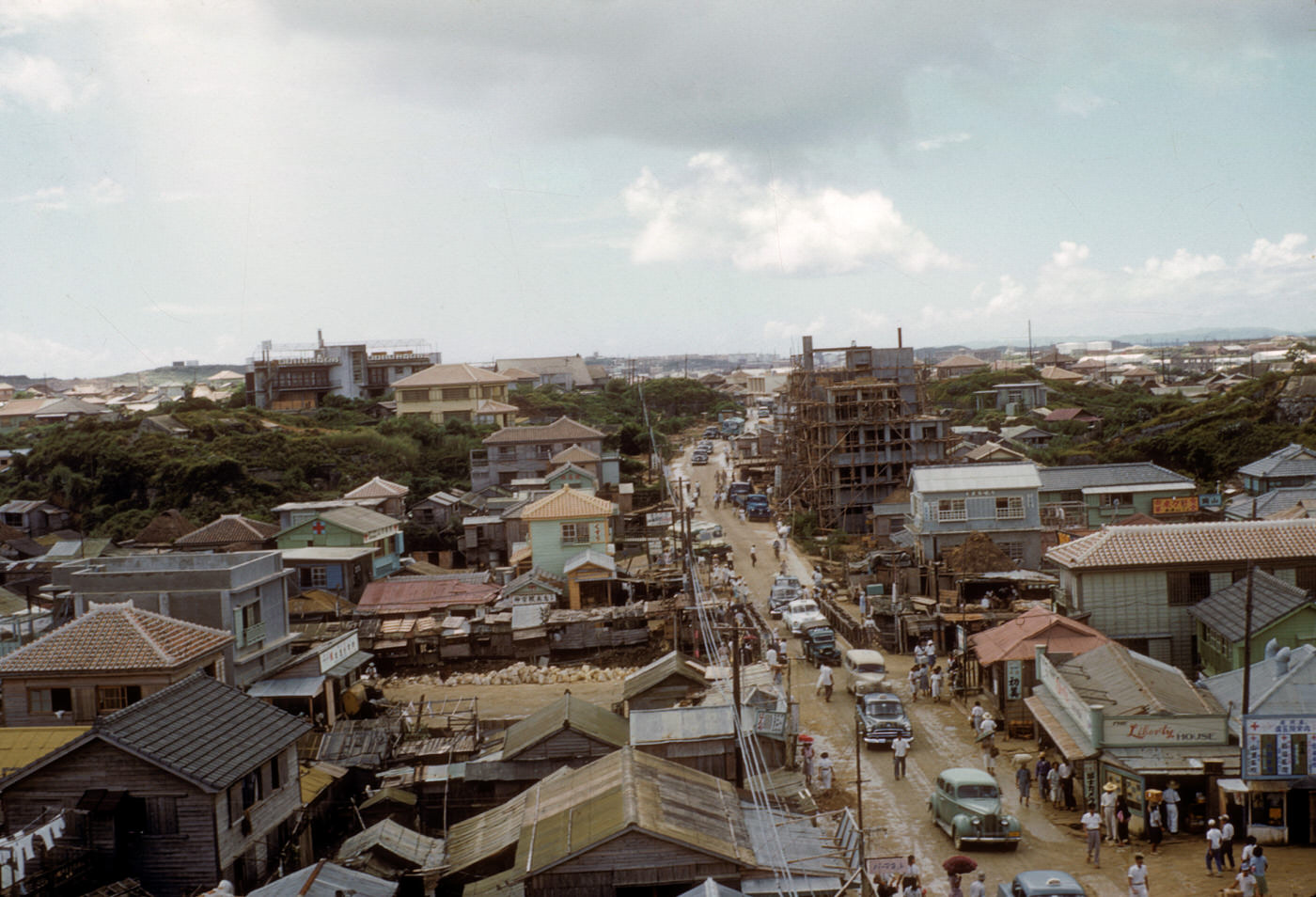 Naha, modern buildings, 1954
