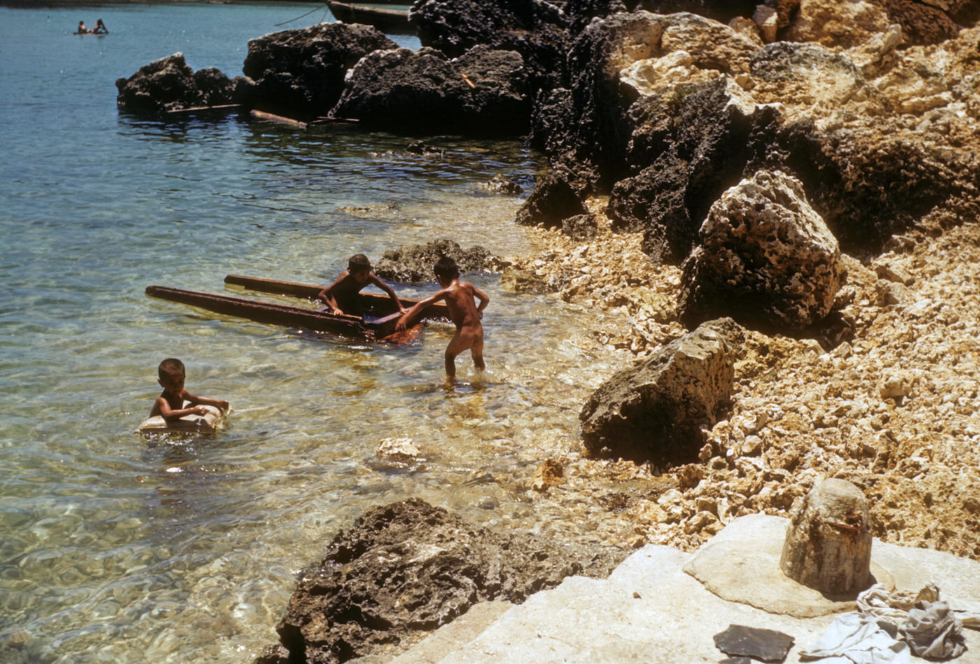Okinawa, remains of the China Maru, 1954