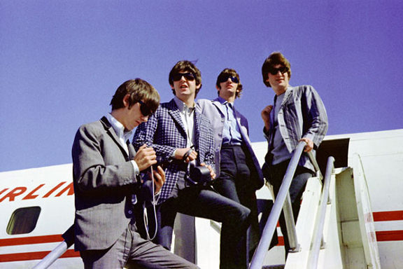 The Beatles at Seattle-Tacoma Airport, en route to their first Canadian concert, 1964