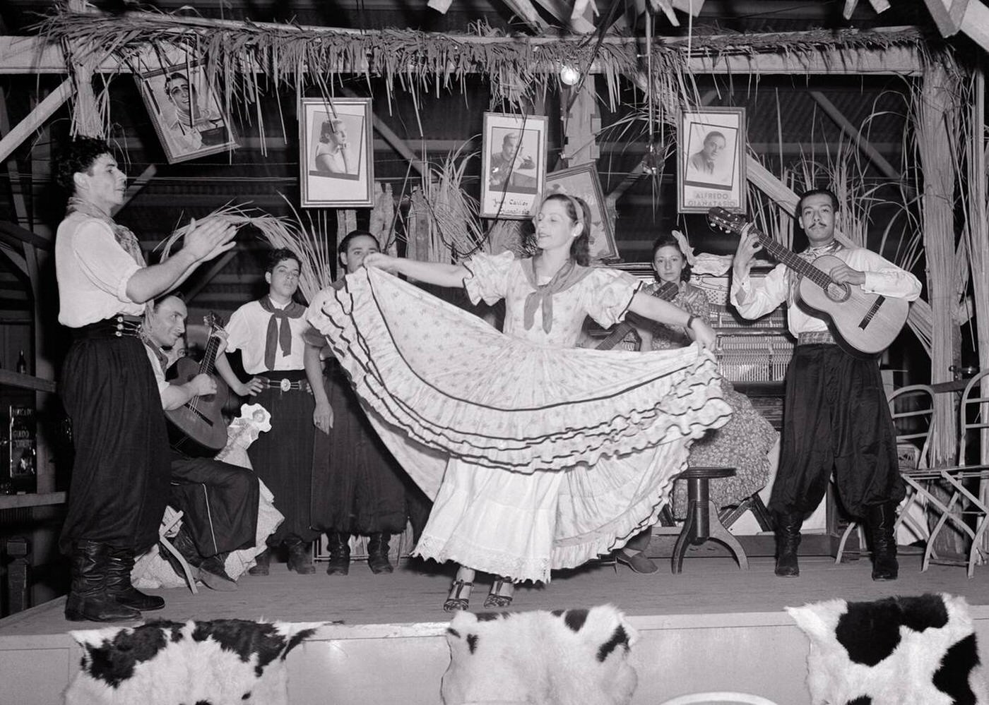 Gaucho cabaret entertainers in Buenos Aires, Argentina, 1940s.