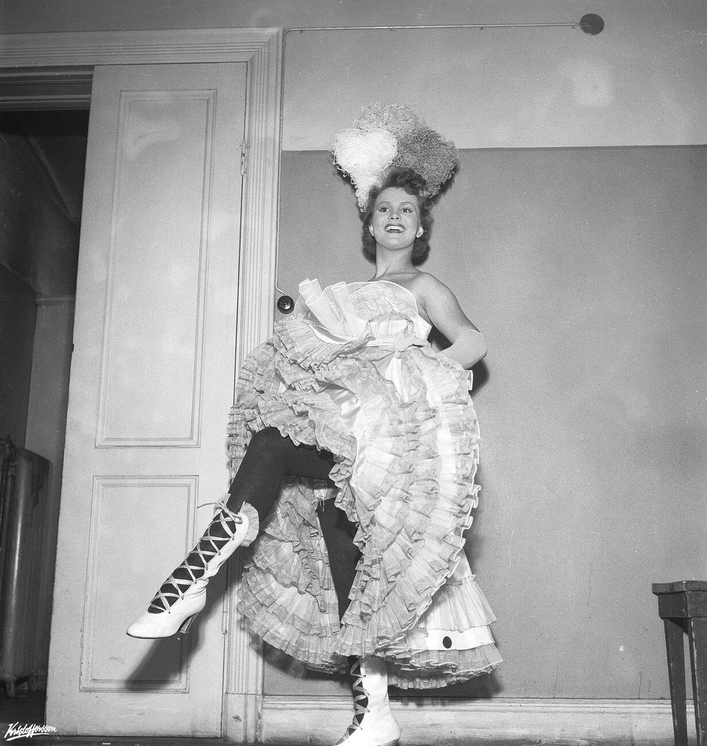 A woman performing the Can-Can, 1950s.