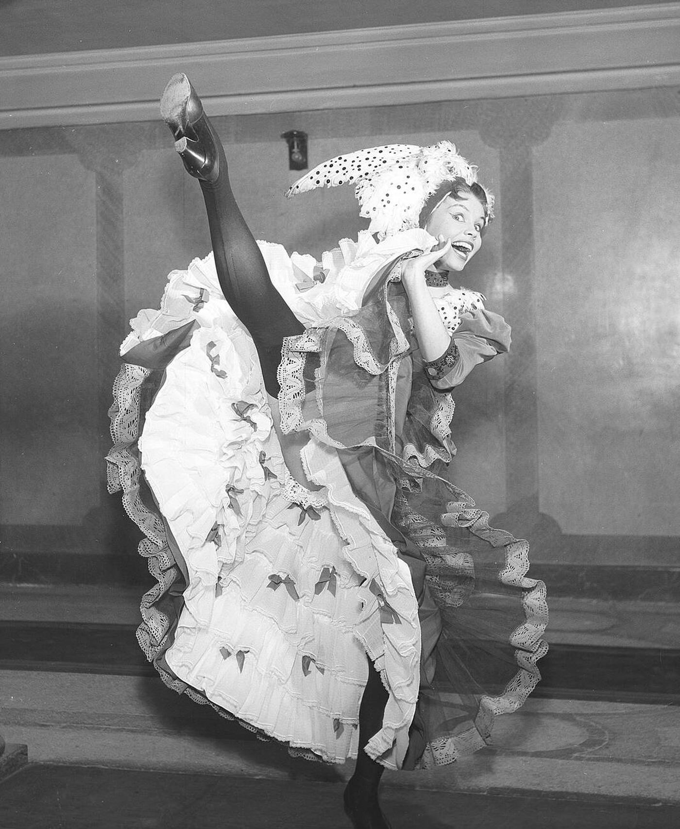 A woman performing the Can-Can, 1950s.