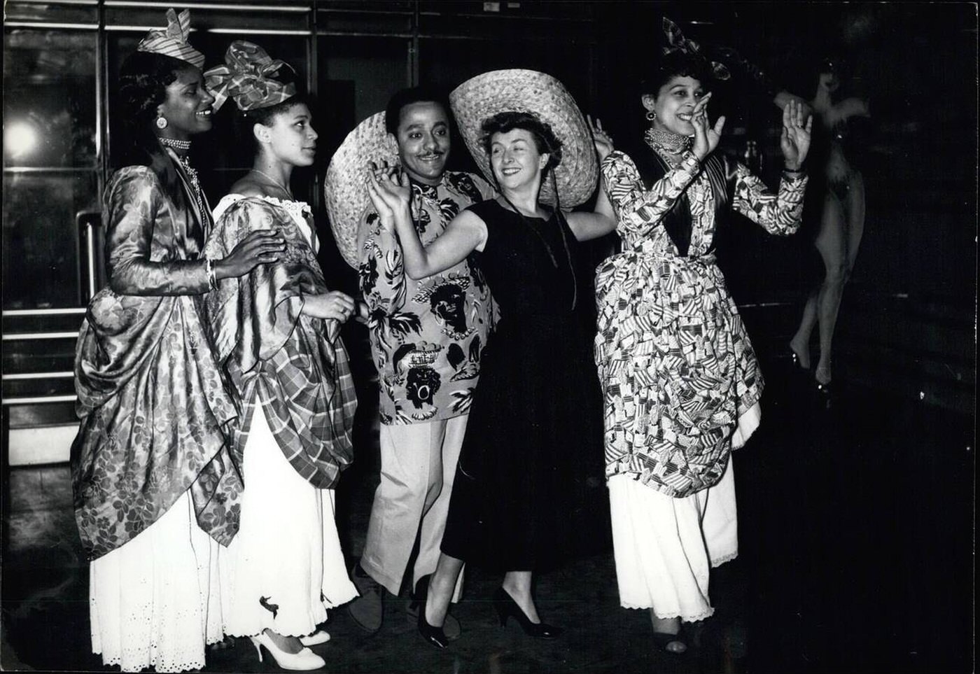 Mick Micheyl leading the Calypso dance, 1957.