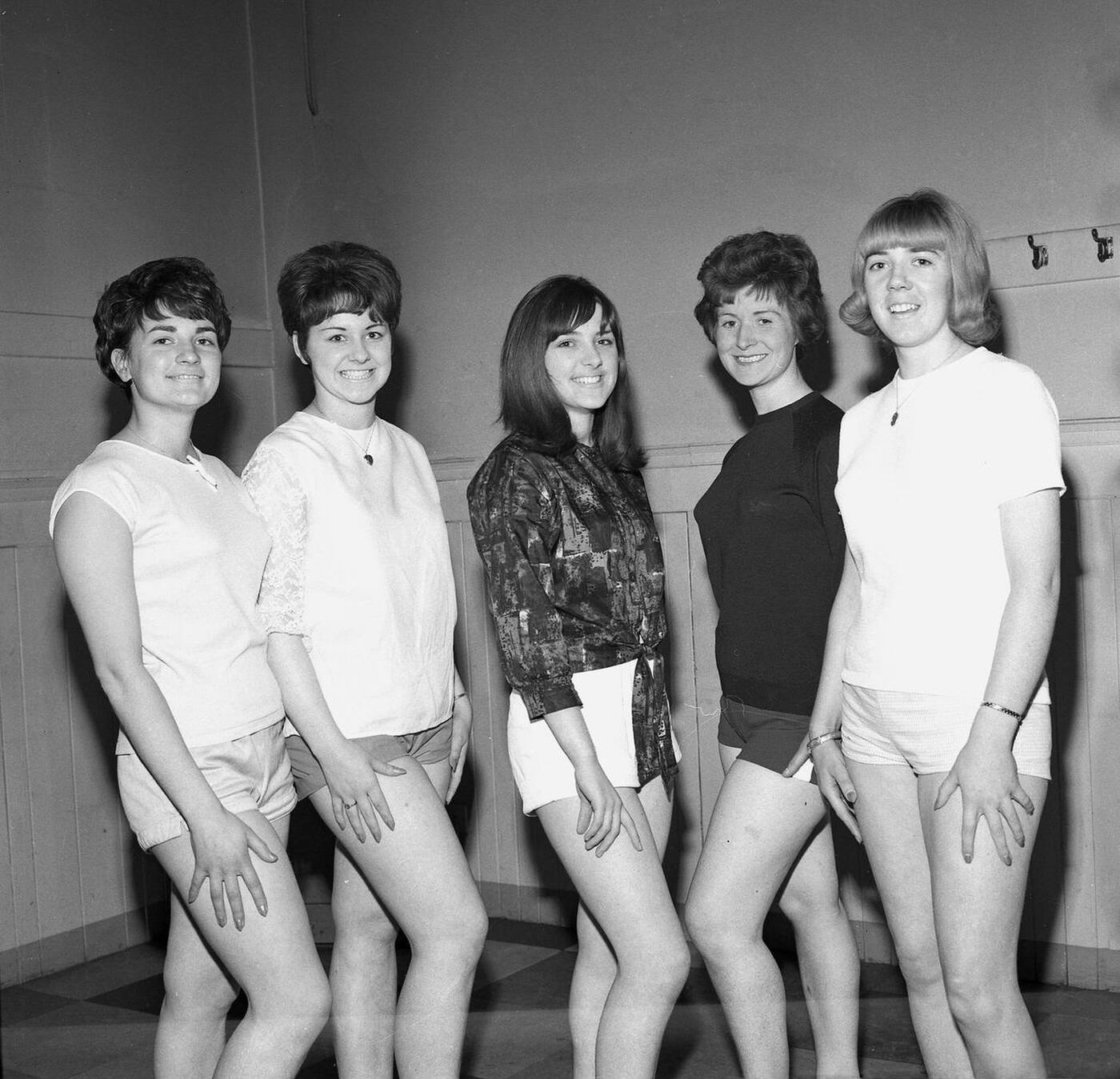 Five female dancers in rehearsal, Scotland, 1960s.