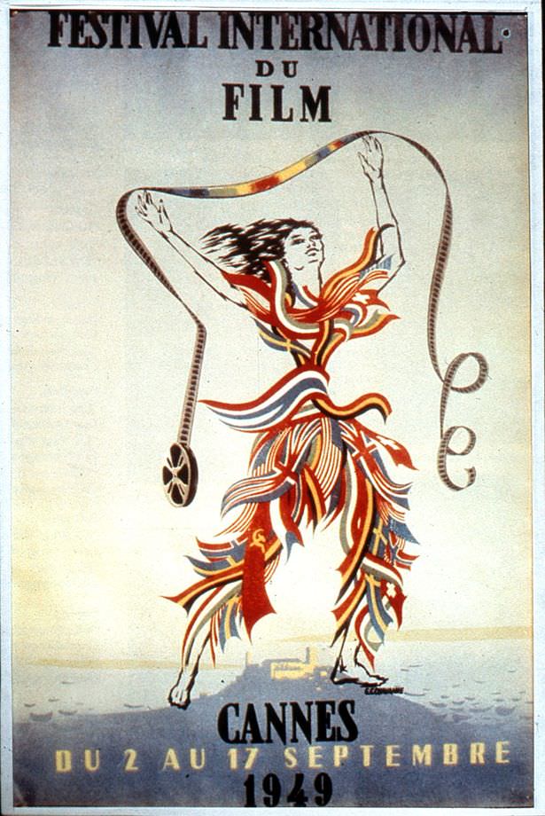 1949: A distinct lack of funds led to there being no festival in 1948, but never fear, it was back the year afterwards with a slightly dubious Olympic-style poster.