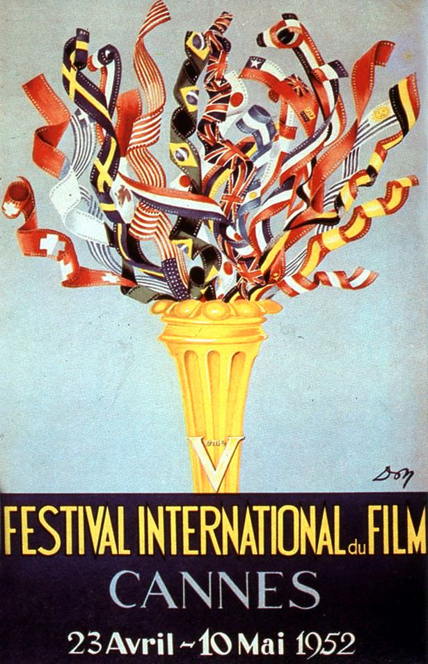 1952: The Festival moved from September to April to make the most of the beginning of the tourist season. The poster though, er, still looks like an advert for the Olympics. In fact it arguably looks better than the adverts for this year's Olympics.