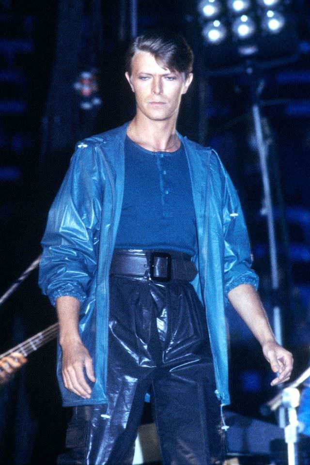 David Bowie in pleather pants performing in Oakland, California, 1978.