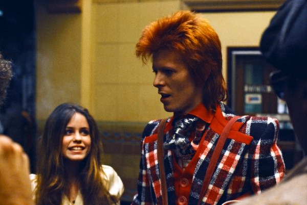 David Bowie backstage with fans in Los Angeles, 1973.