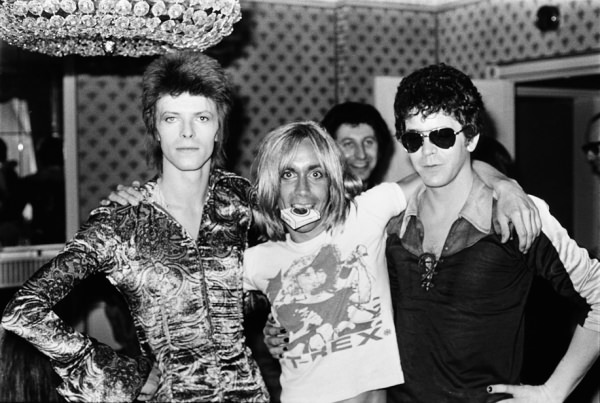 David Bowie (Ziggy Stardust), Iggy Pop & Lou Reed, 1972.