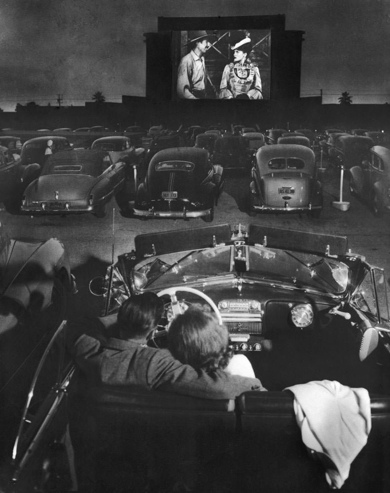 Drive-in theater, Los Angeles, 1949
