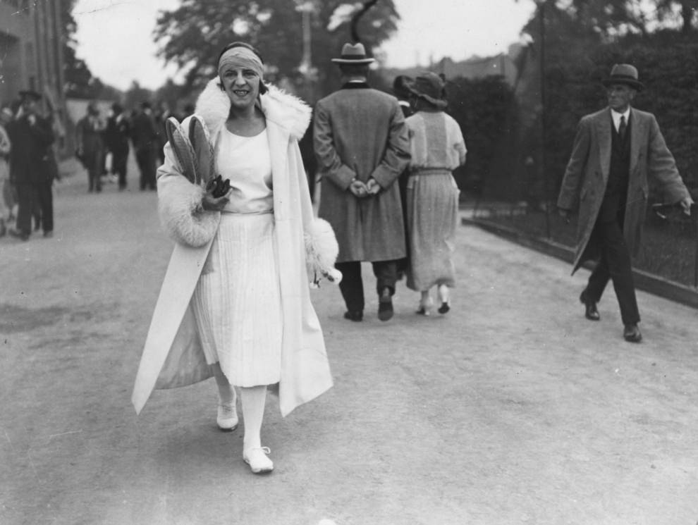 French champion Suzanne Lenglen at Wimbledon, 1923.