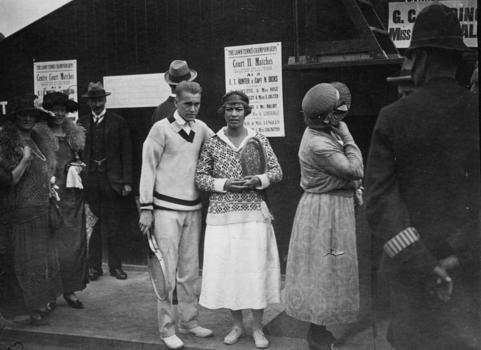 American tennis players Vincent Richards and Molla Mallory at Wimbledon, 1923.