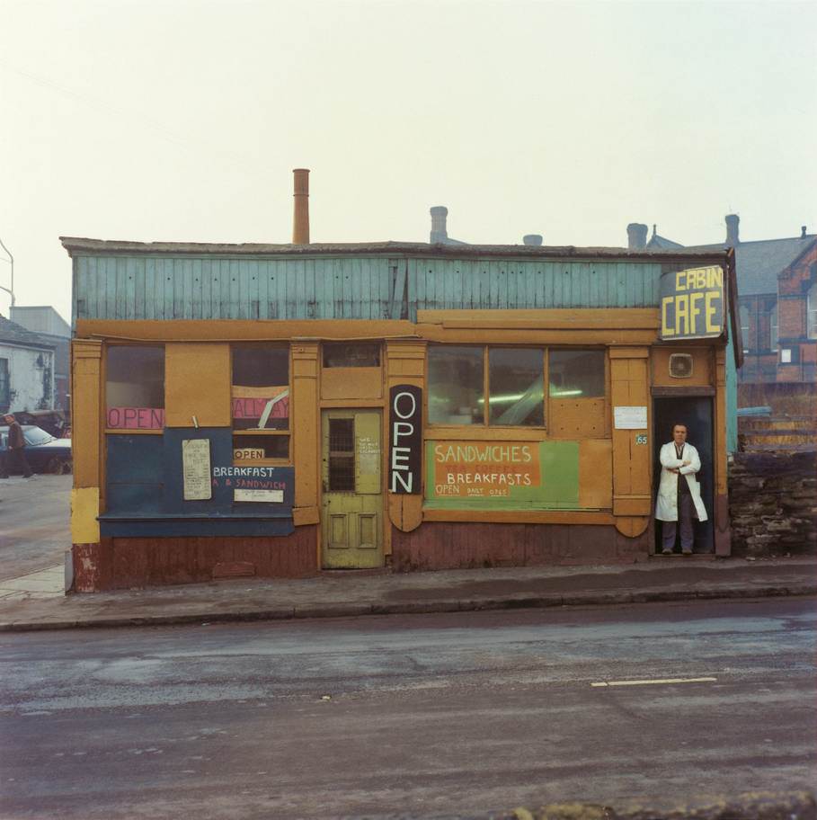 Mr Gower, Cabin Cafe, Upper Wortley Road, winter 1975.