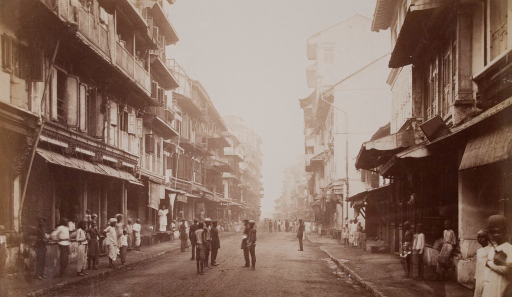 Borah Bazaar Street, Bombay, 1870s.