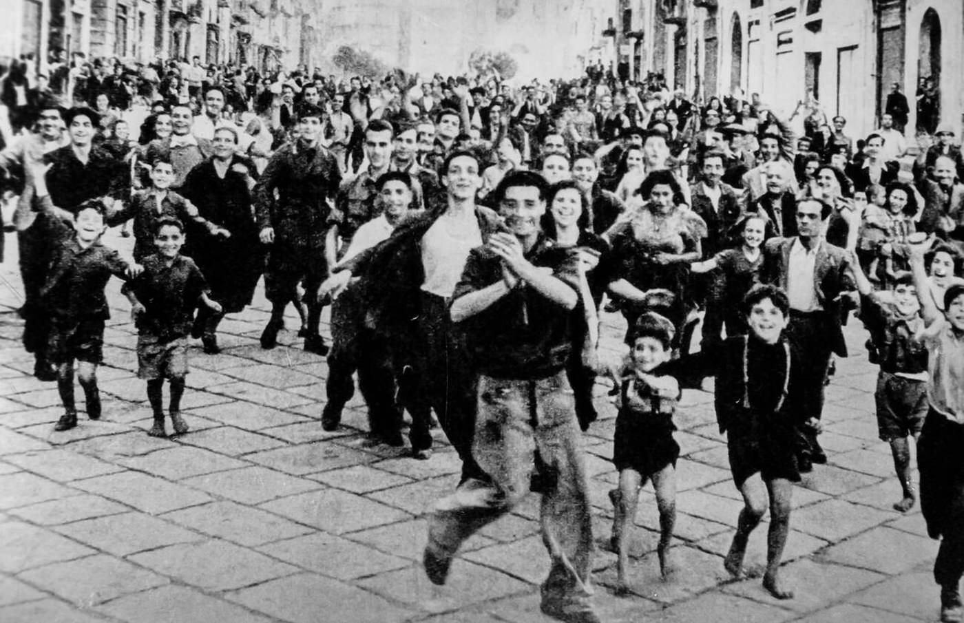 Celebrations for the liberation of Italy, 1945.
