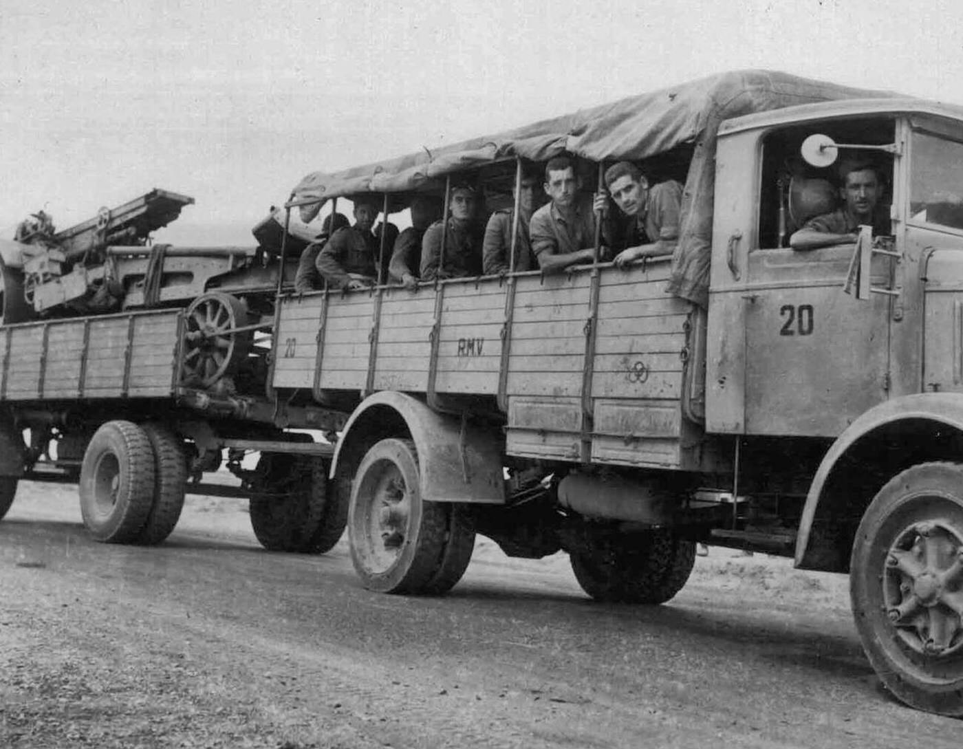 An Italian military convoy arriving in Tobruk, 1941.