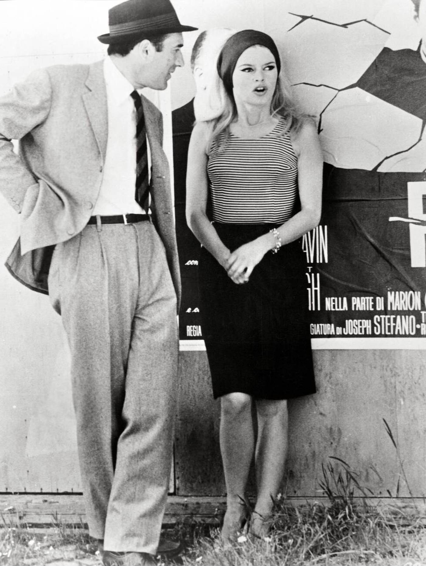 Michel Piccoli and Brigitte Bardot in Jean-Luc Godard's ‘Contempt’, 1963.