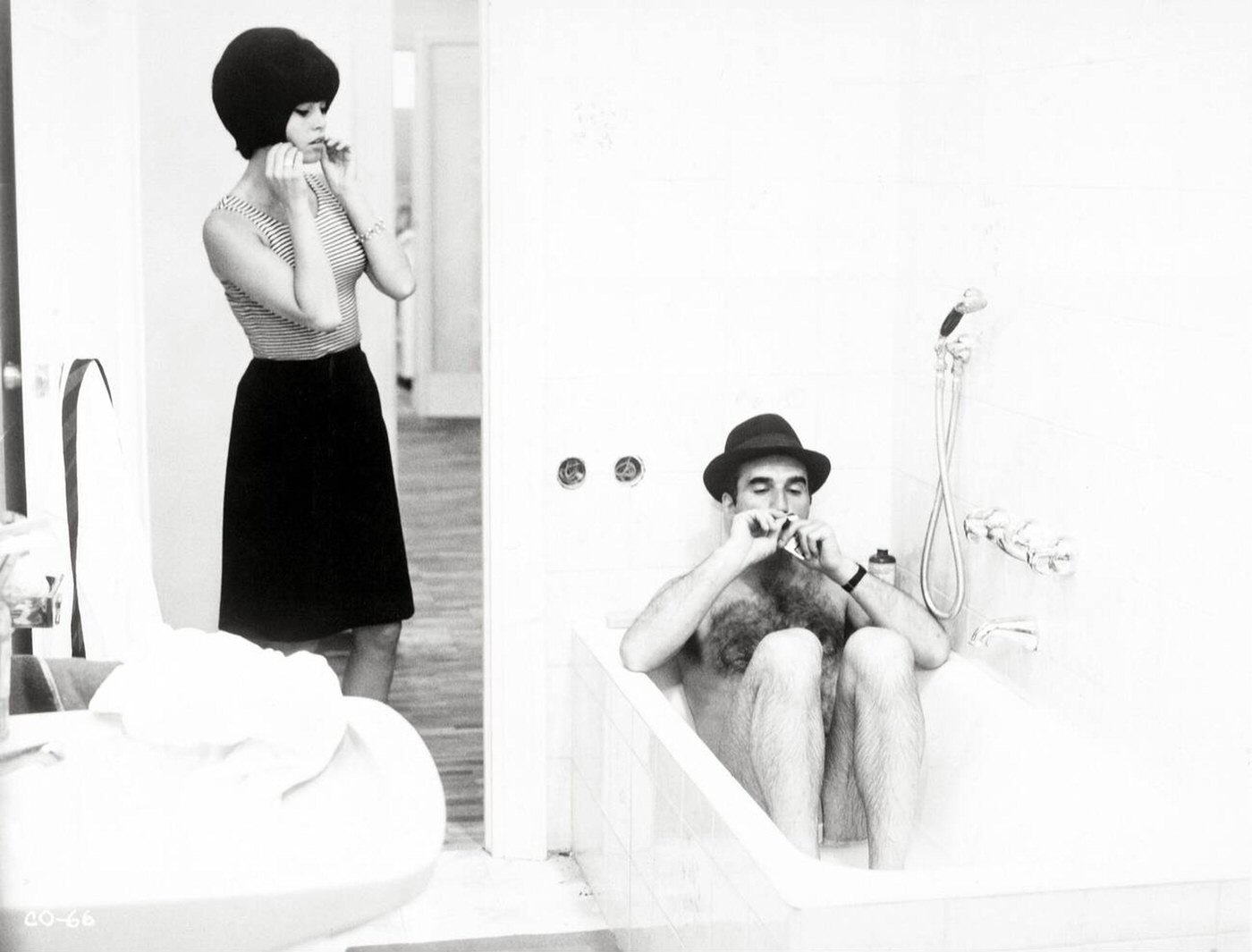 Michel Piccoli and Brigitte Bardot in Jean-Luc Godard's ‘Contempt’, 1963.