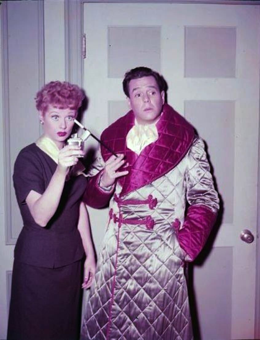 On the set of "Homecoming," ' I Love Lucy' , 1955.