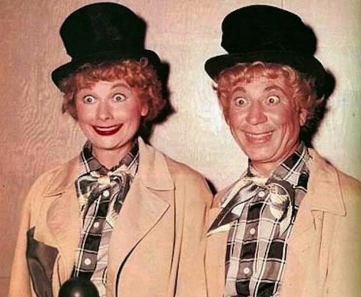Lucille Ball and Harpo Marx in "Lucy and Harpo Marx," ' I Love Lucy' , 1955.