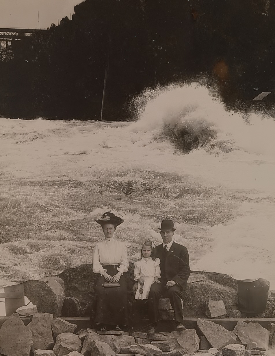 Family in front of Whirlpool Rapids, Niagara Falls, 1905