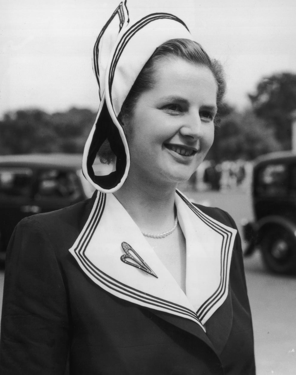 Aged 25. Attending a garden party at Buckingham Palace.