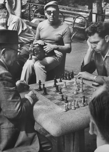 Chess players, Central Park, 1961