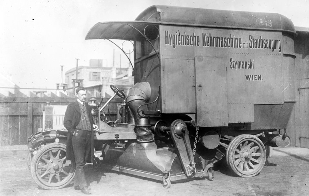 New street cleaner, Vienna, 1896.