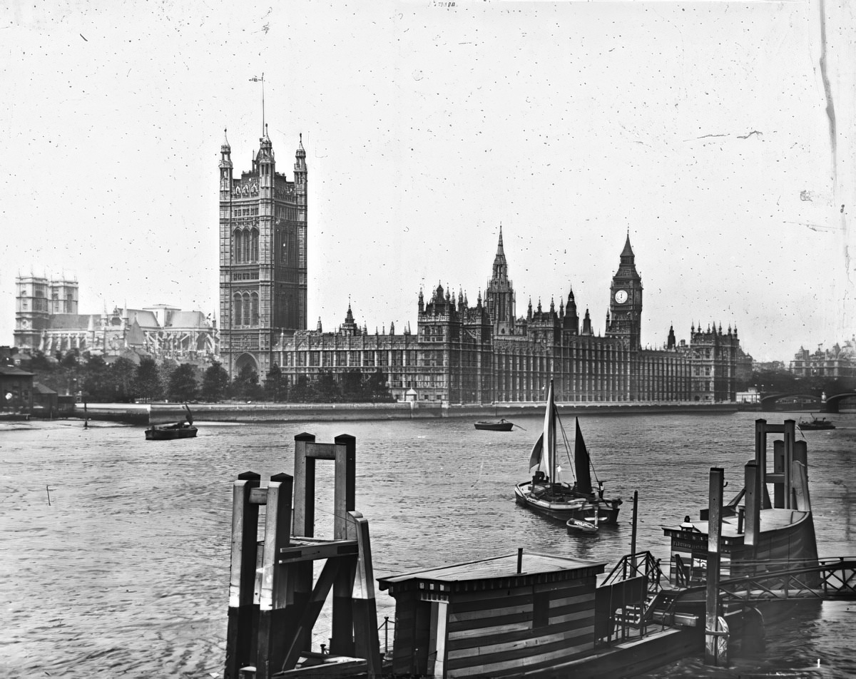 The Houses of Parliament from the South Bank, 1910s