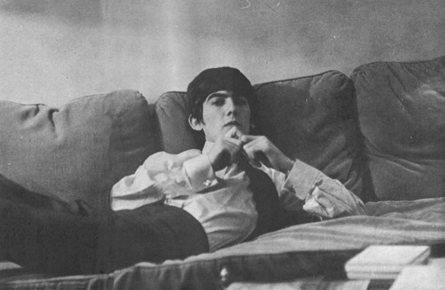 George Harrison exhausted after a performance.