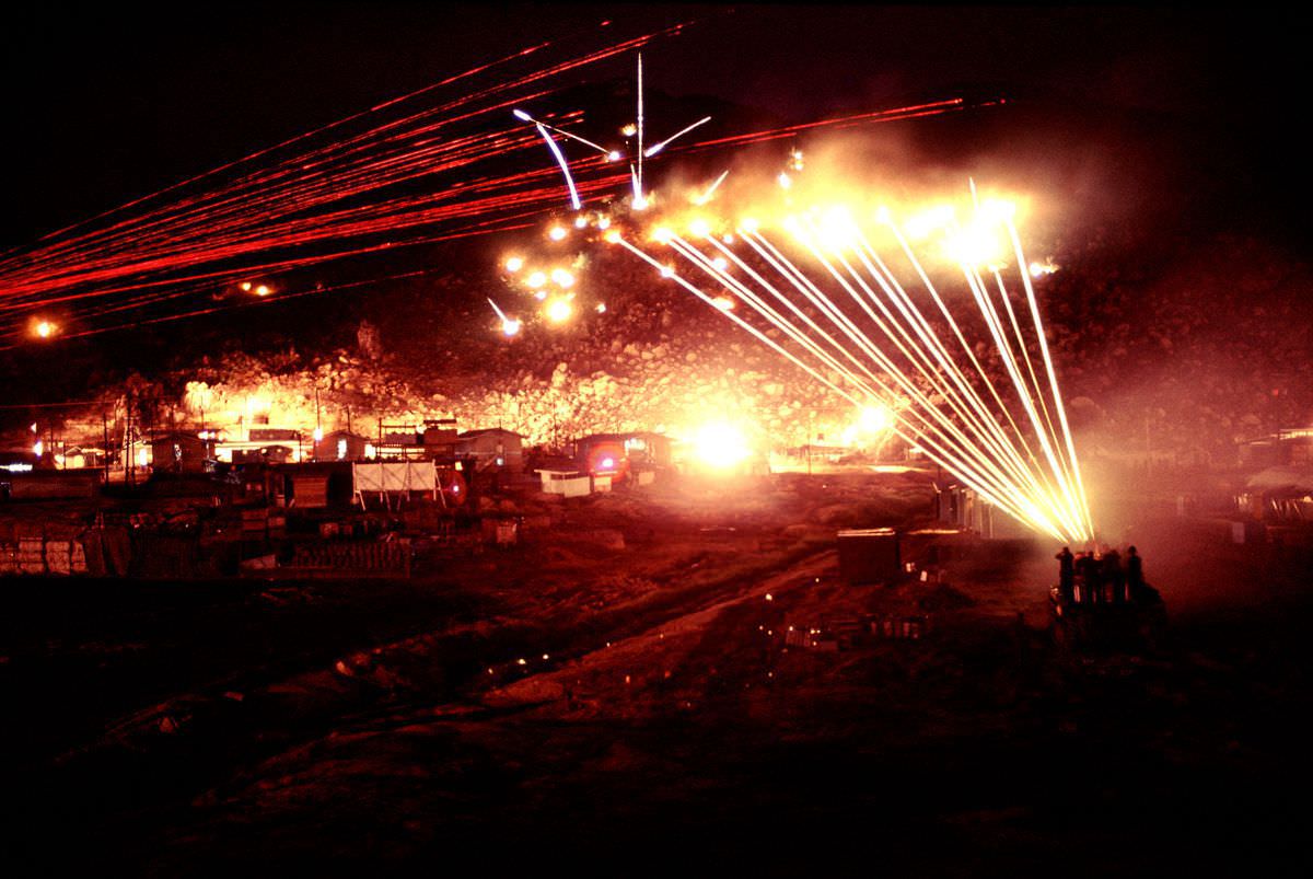 M60 machine guns join the .50-caliber fire.