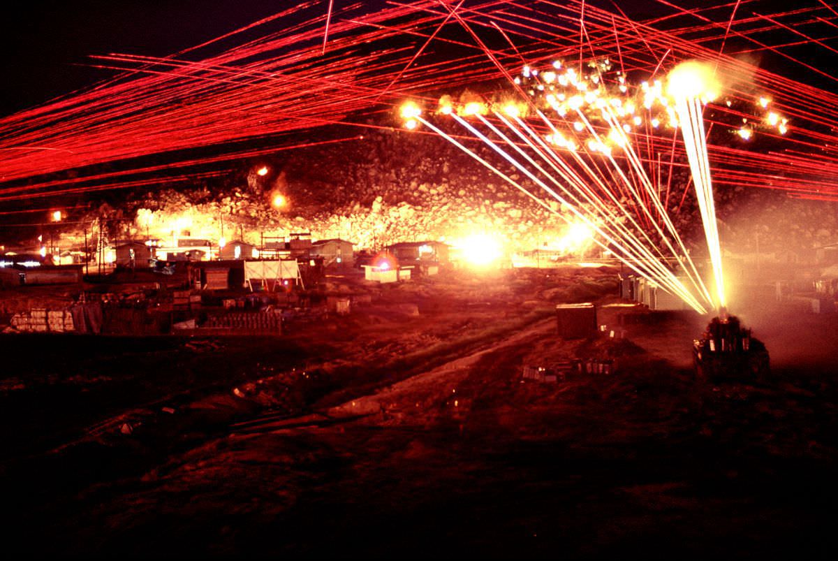 The M42 once again opens up with the 40mm autocannons as the M60s and .50-cal continue firing.