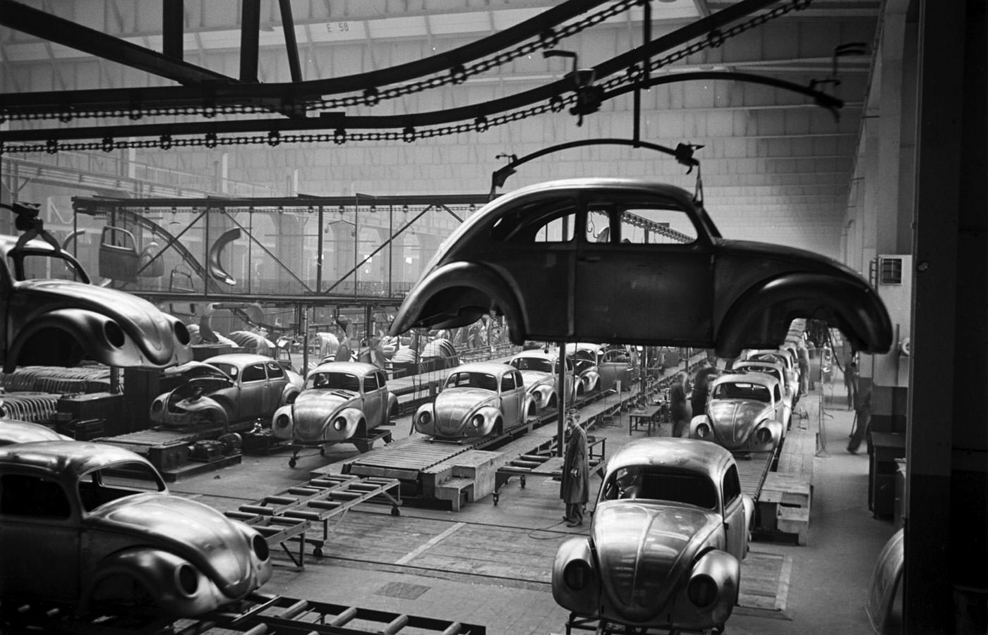 Scene at Volkswagen's main plant, Wolfsburg, Germany, July 1951.