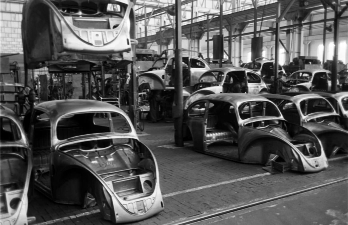 A Look Inside the Volkswagen's Main Plant in Wolfsburg, Germany in 1951