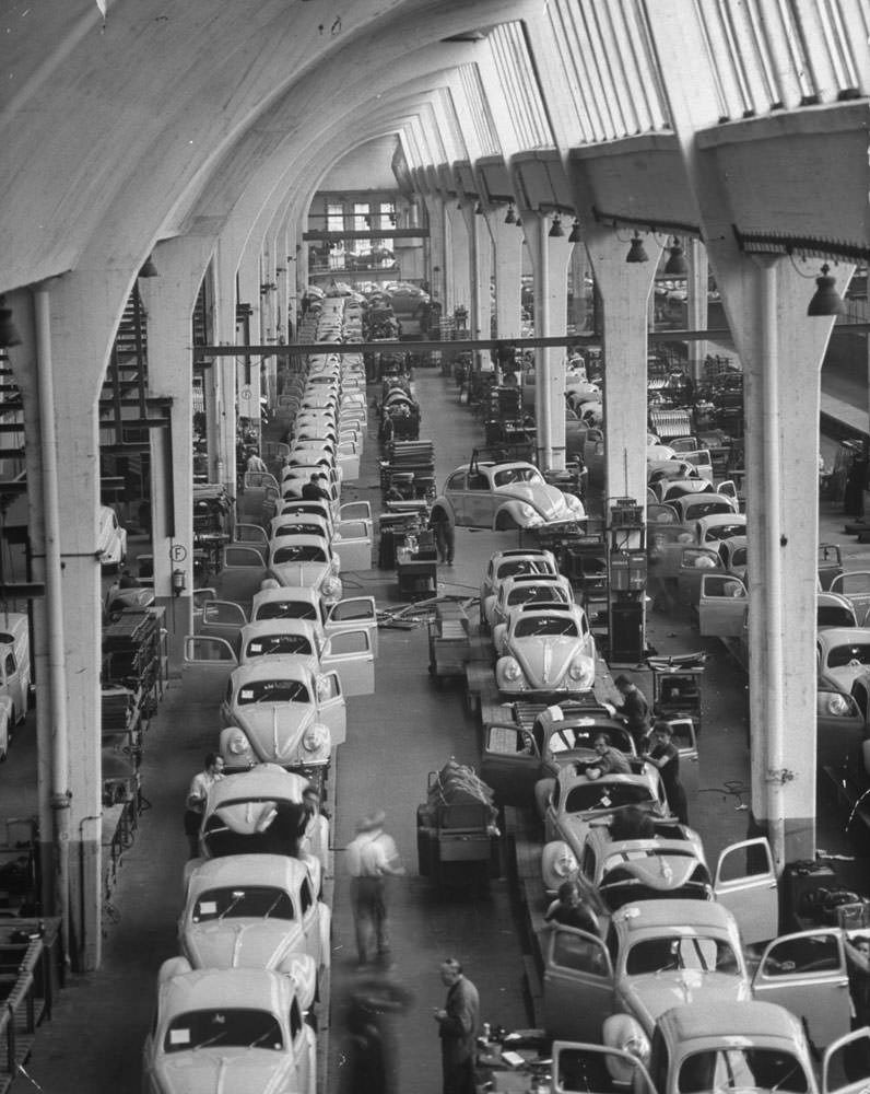 A Look Inside the Volkswagen's Main Plant in Wolfsburg, Germany in 1951