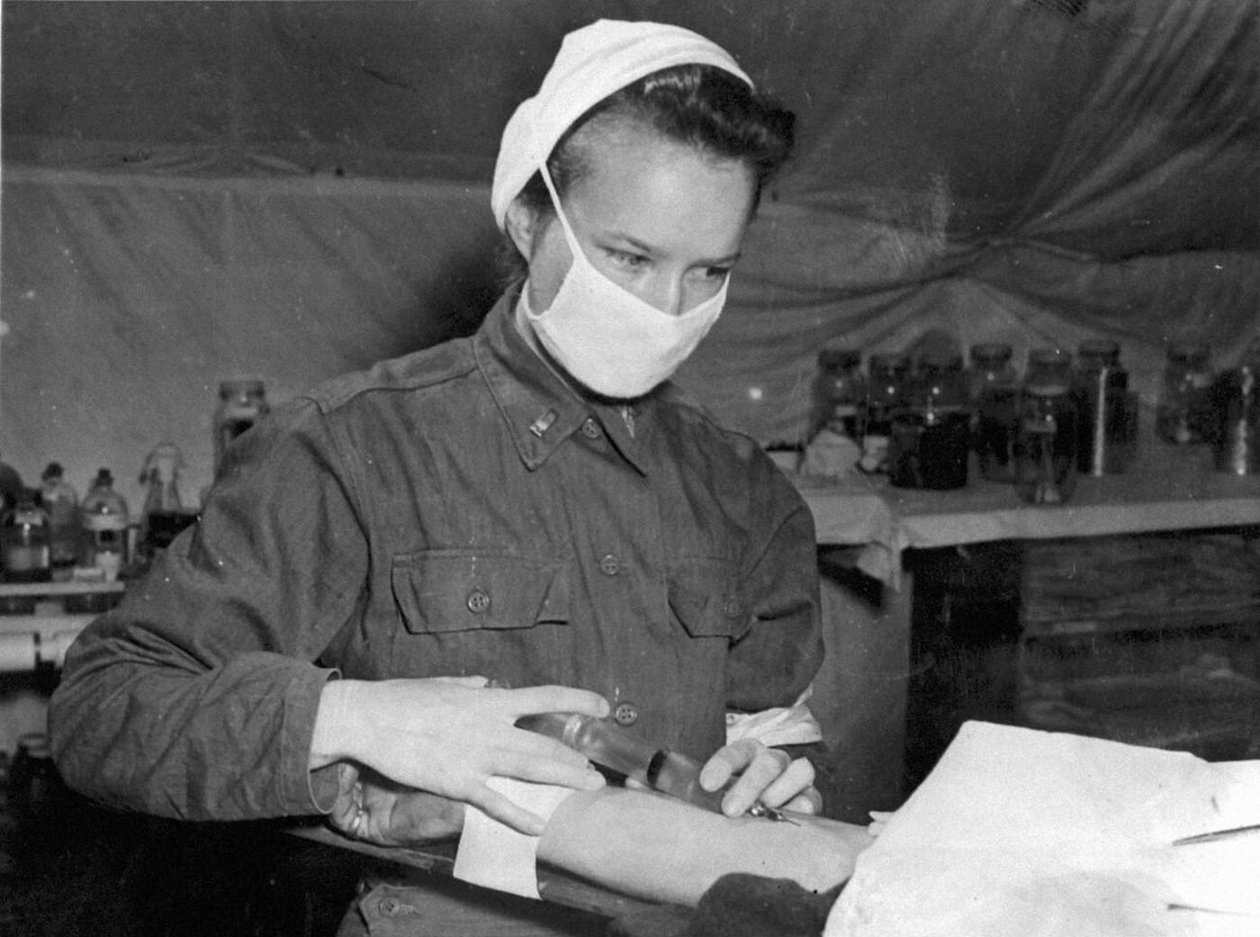 A battlefront nurse in Normandy, 1944