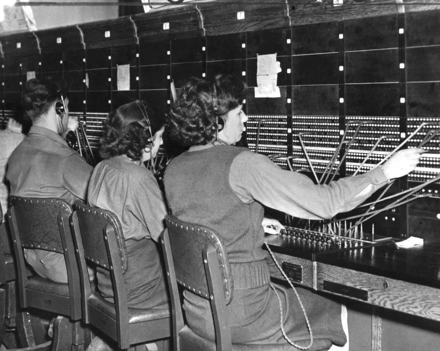 U.S. Army telephone switchboard in France, 1944