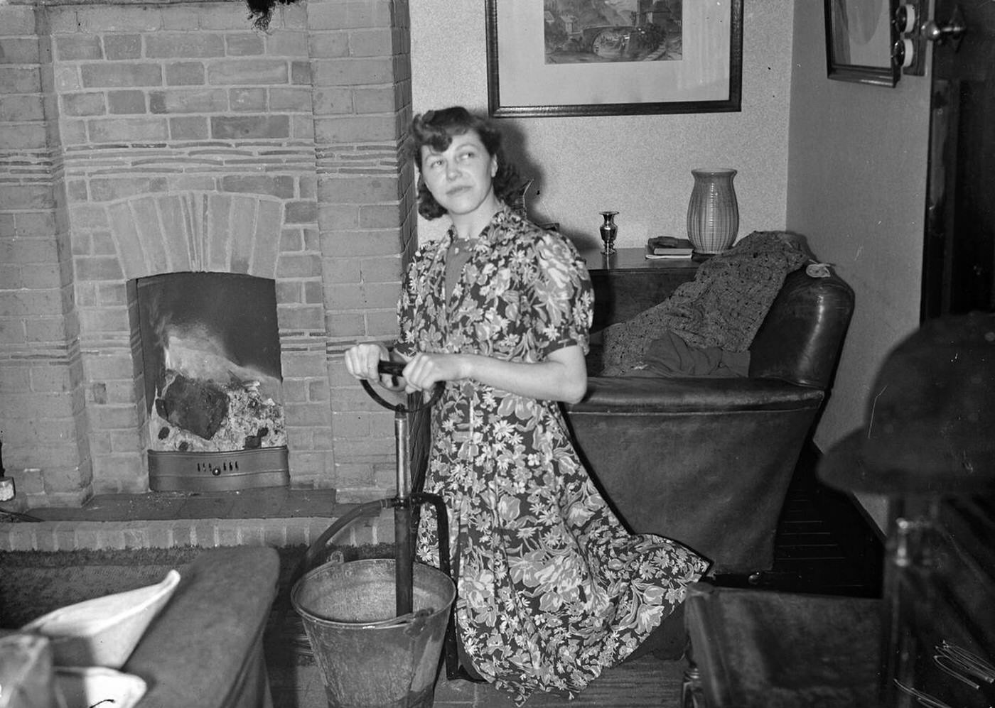 Housewives extinguishing incendiaries, World War II