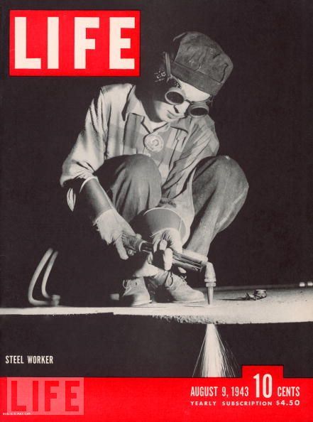 A female steel worker welding, 1943