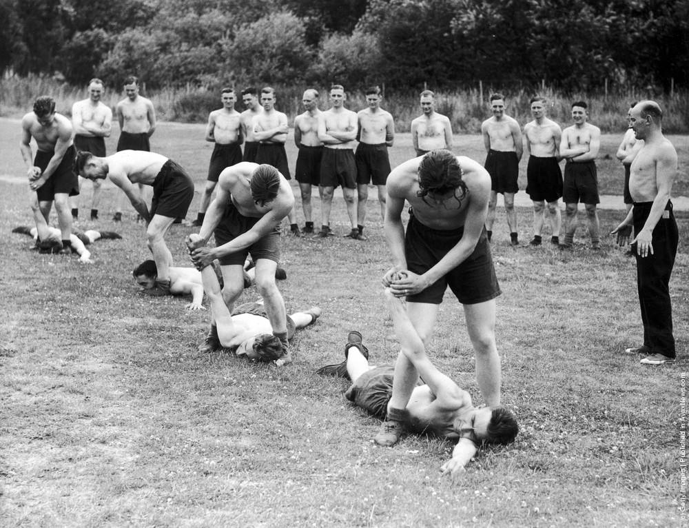 RAF Police recruits receiving ju-jitsu training, 1940