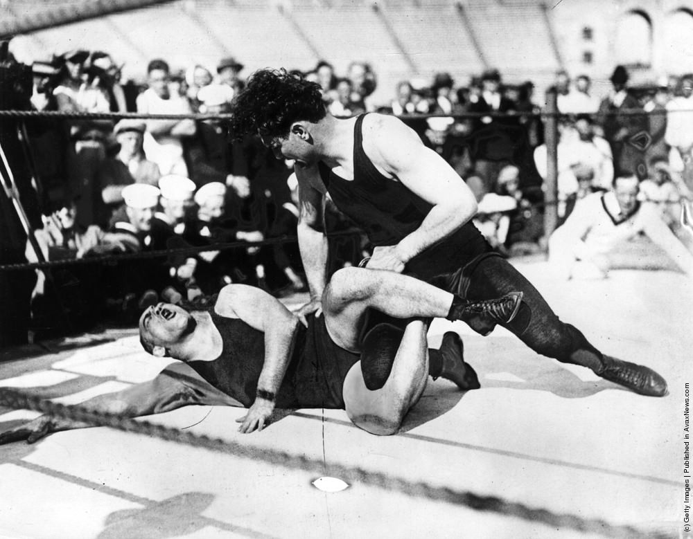 Wrestling match between Jack Dempsey and Bull Montana, 1925
