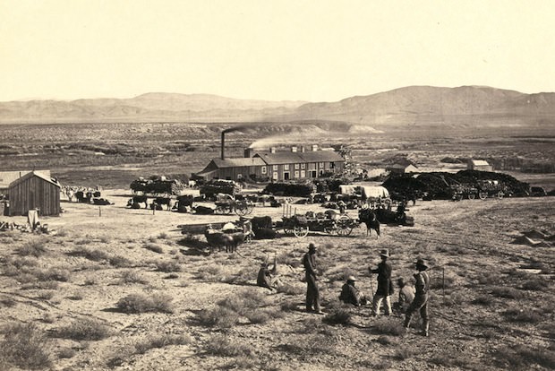 Members of Clarence King’s Fortieth Parallel Survey team, near Oreana, Nevada. Taken in 1867.