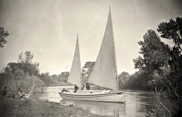 The “Nettie,” an expedition boat on the Truckee River in western Nevada. Taken in 1867.