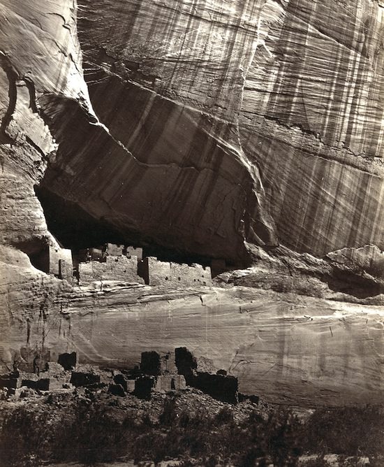 View of the White House, Ancestral Pueblo Native American (Anasazi) ruins in Canyon de Chelly, Arizona. Taken in 1873.