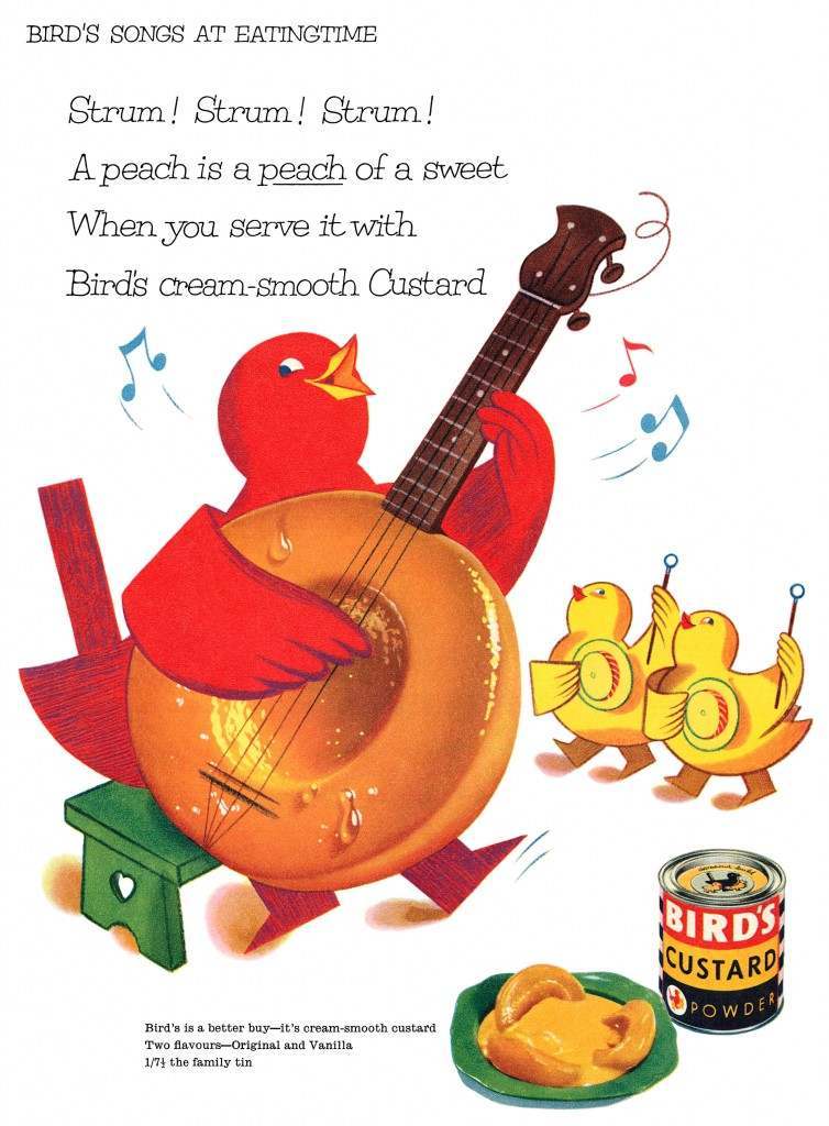 Bird’s songs at eating time. Ad from 1956