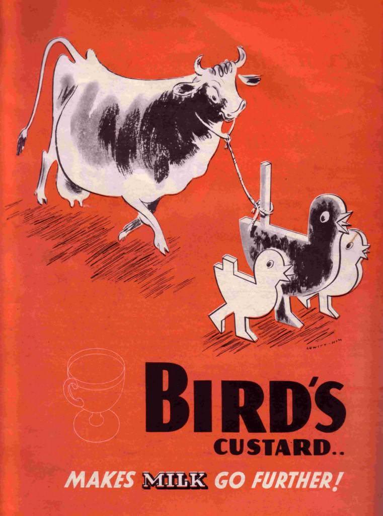 Bird’s Custard makes milk go further! Ad from 1940