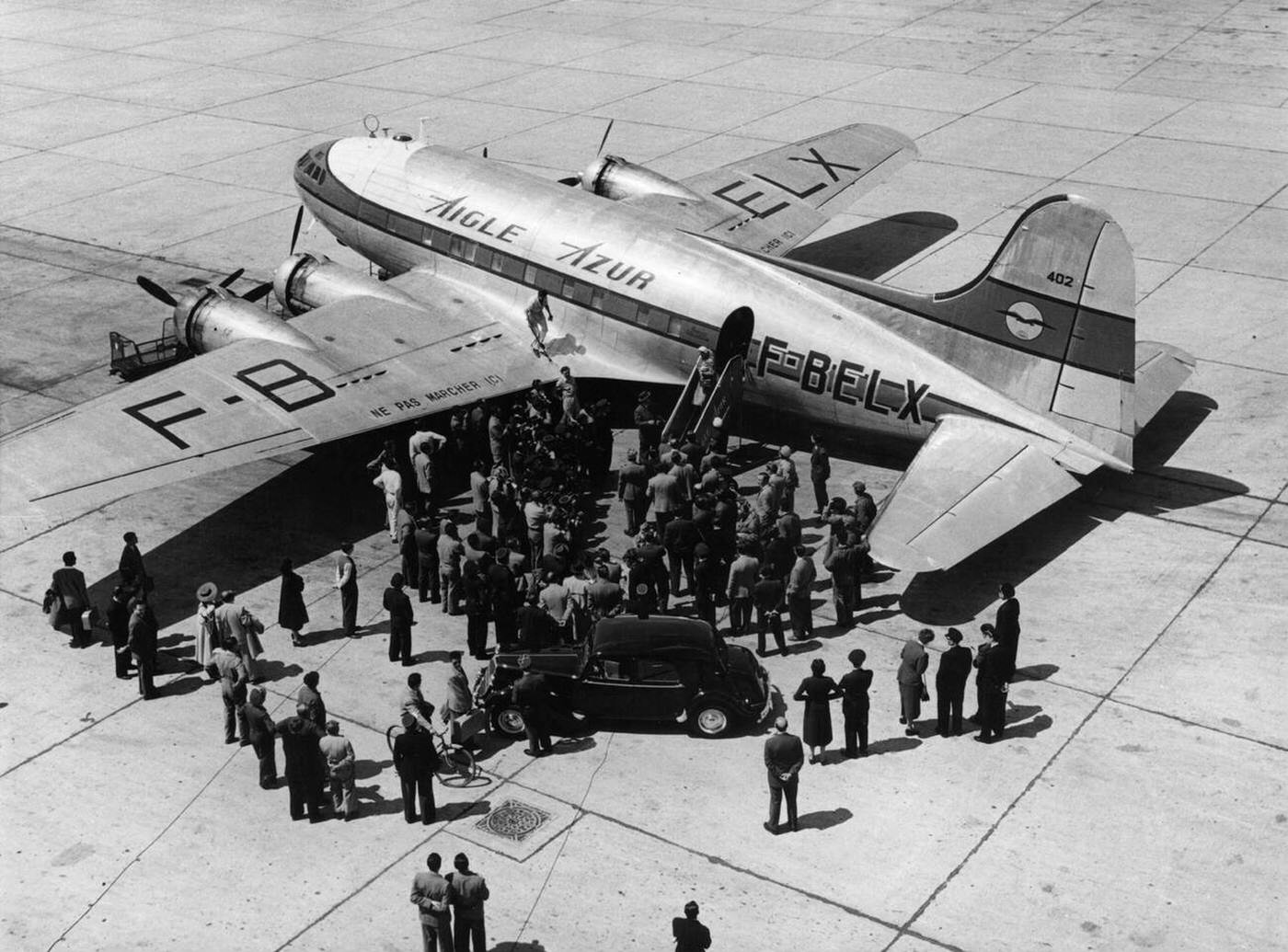 A Boeing 307 "Stratoliner" at Le Bourget Airport, Paris, 1950s.