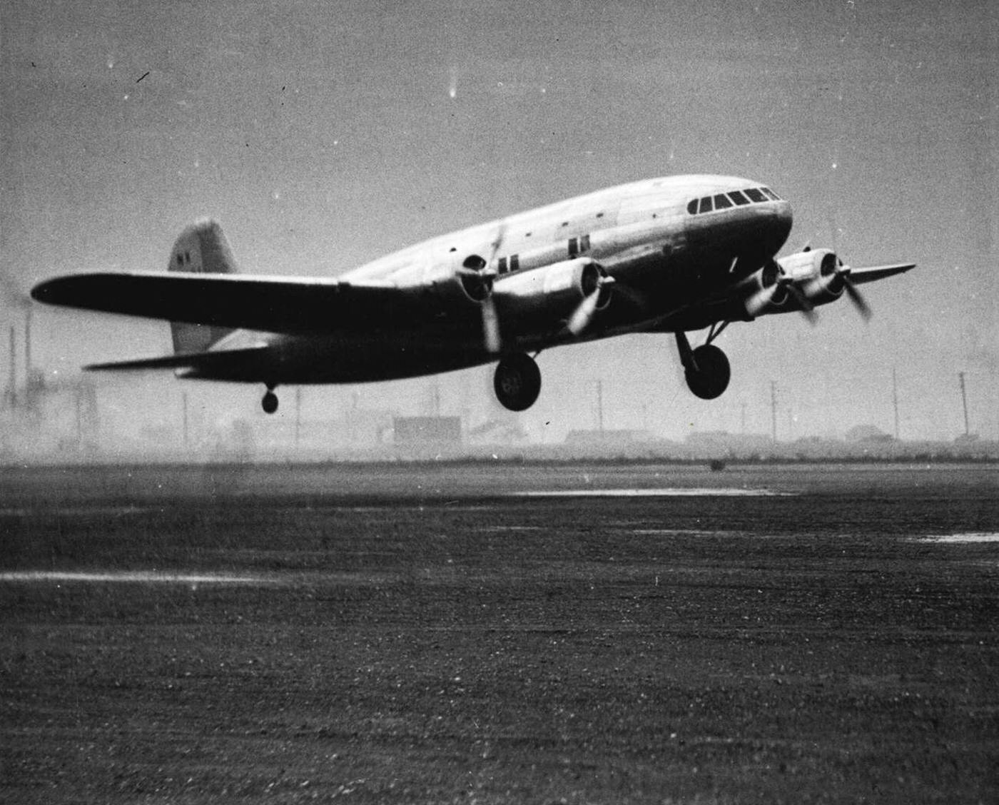 Test pilot Edmund T. Allen testing a new Boeing Stratoliner, 1939.