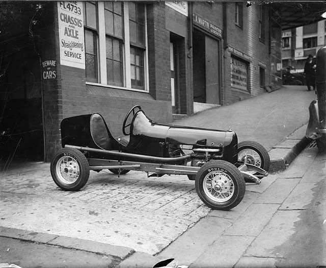 Probably Arch Tuckett's Midget speedcar with Henderson motorcycle engine, East Sydney/Woolloomooloo, 1934.